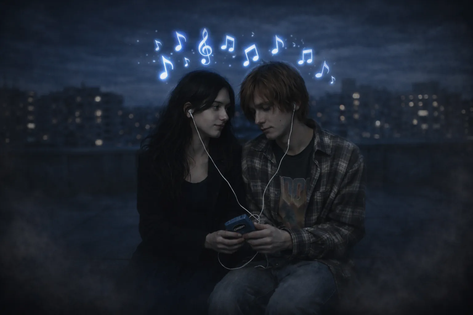 Martin a Luna pri walkmane s notami